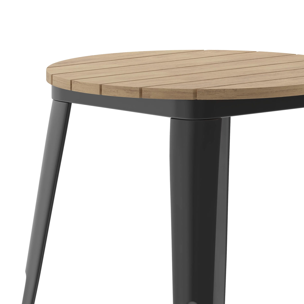 Commercial Grade Indoor/Outdoor Dining Table, Brown Poly Resin Top with Black Steel Base S255