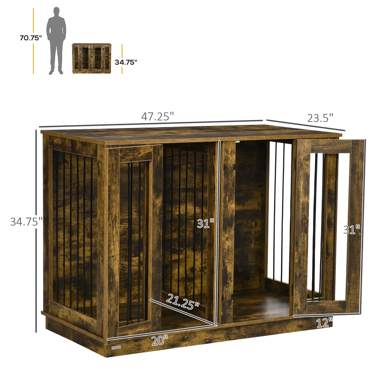 Large Dog Crate with Removable Panel X36232