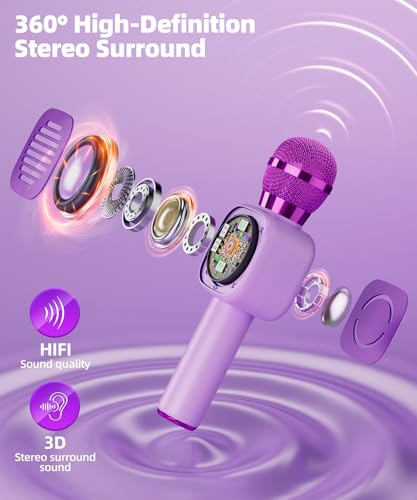 Bluetooth Karaoke Microphone Toy with LED Lights C64392