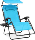 Oversized Steel Mesh Zero Gravity Reclining Lounge Chair with Canopy and Cup Holder U377777