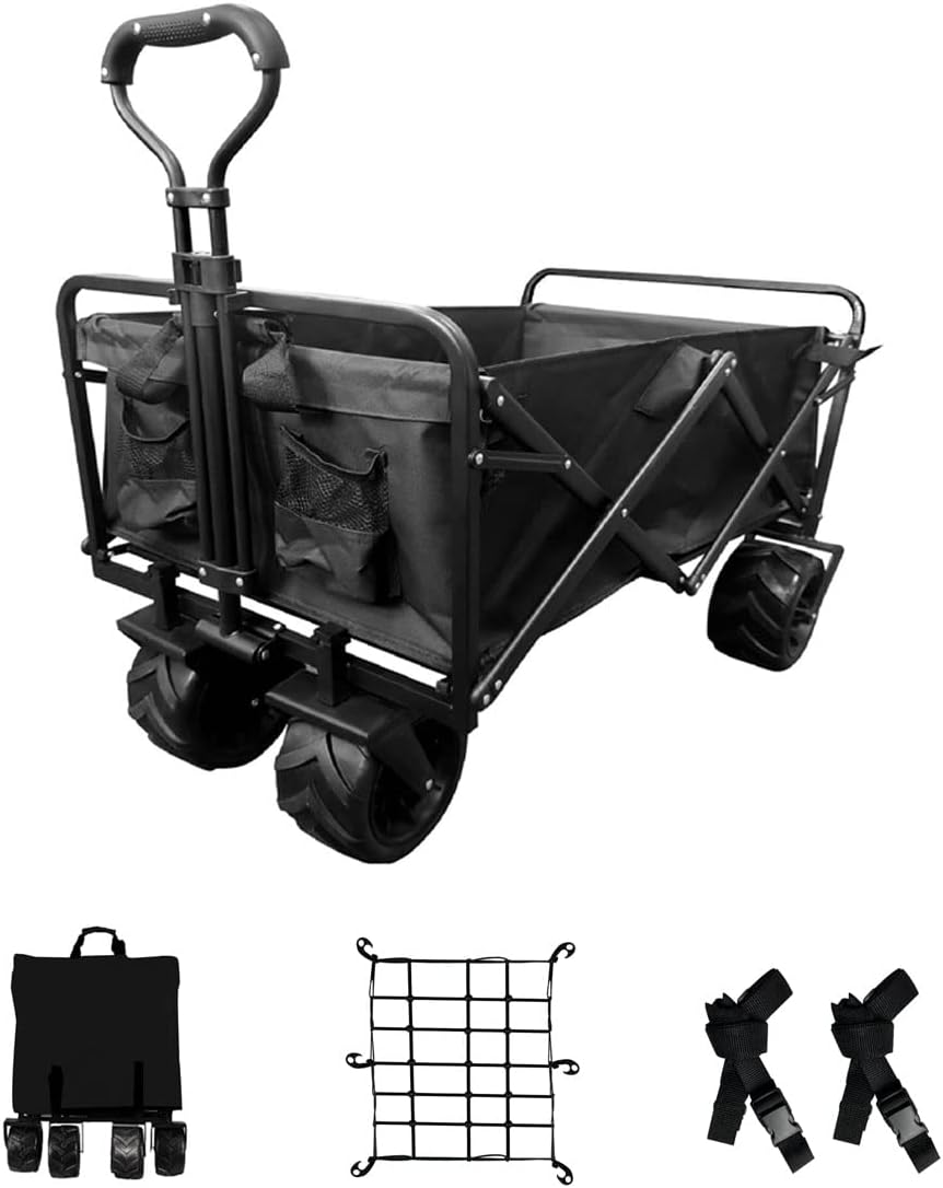 Collapsible Heavy Duty Beach Wagon Cart with Universal Wheels Adjustable Handle S6611
