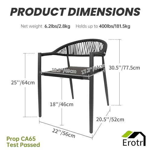 Black 4 Pcs Stackable Aluminum Rattan Patio Dining Chairs with Arms P48209