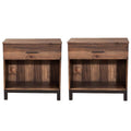 2 Piece Bedroom Set with Two 1 Drawer Wood Nightstands in Rustic Pine S590