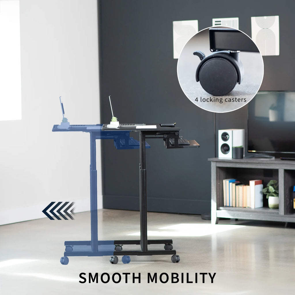 Height Adjustable Stand Up Desk Cart with Keyboard Tray S670