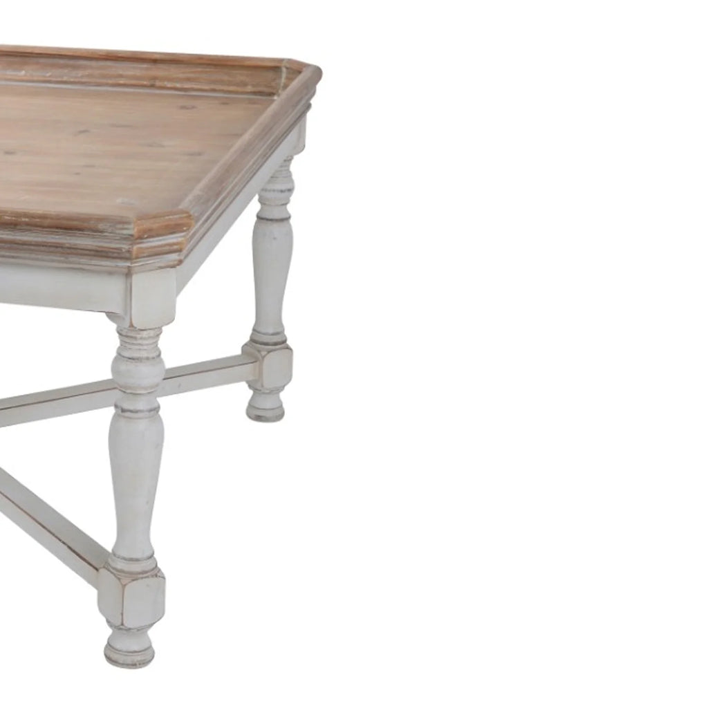 Square Shaped Wooden Coffee Table with Beveled Edges A200