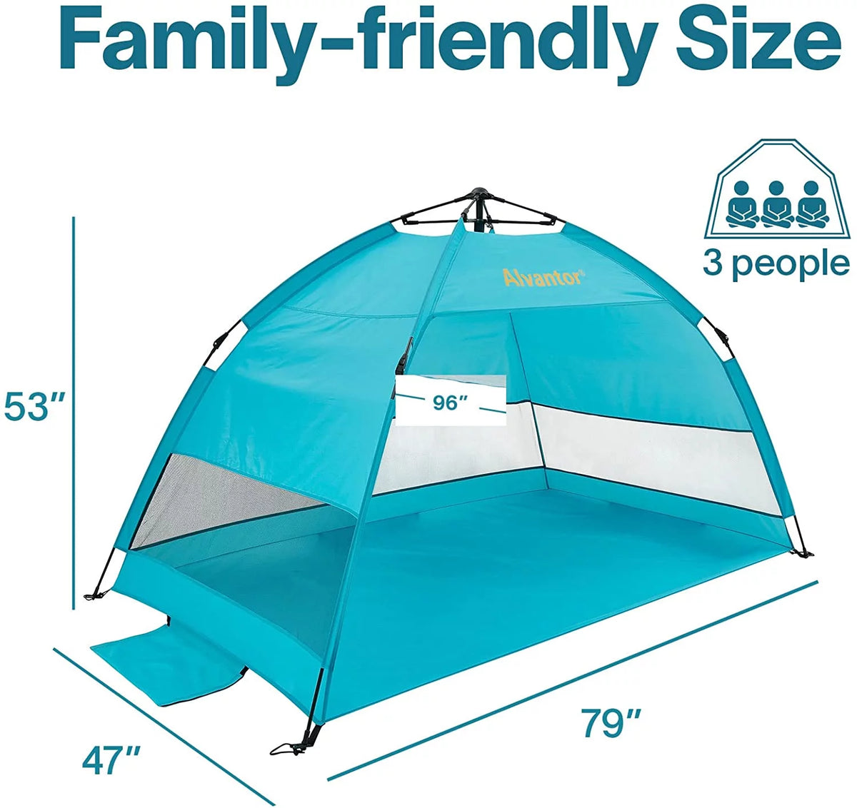Beach Umbrella Tent Automatic Pop Up Sun Shelter UPF 50+ Canopy Y724165