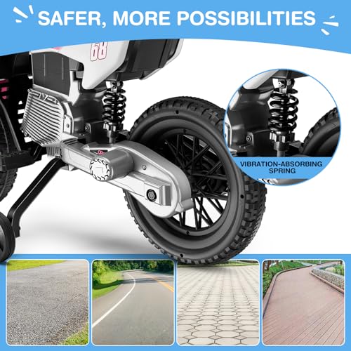 12V Kids Motorcycle with Training Wheels D191678
