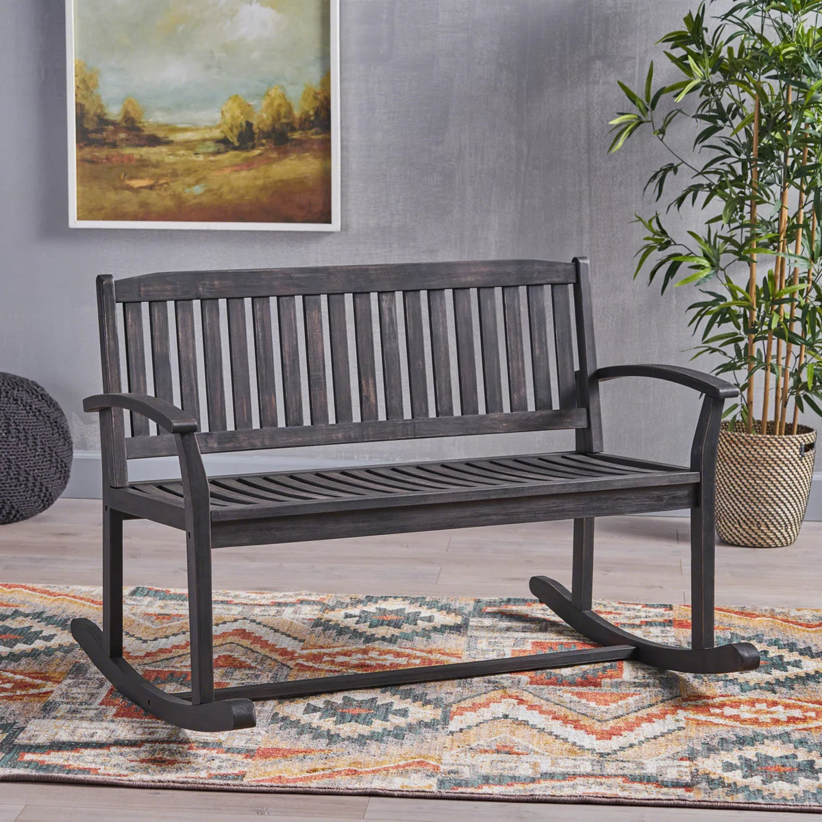 Acacia Wood Rocking Loveseat F706888