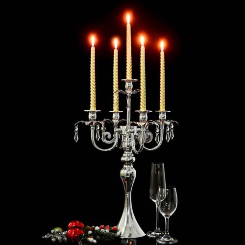 20'' Tall Crystal 5 Arm Candle Holders Set of 4 Black N492361