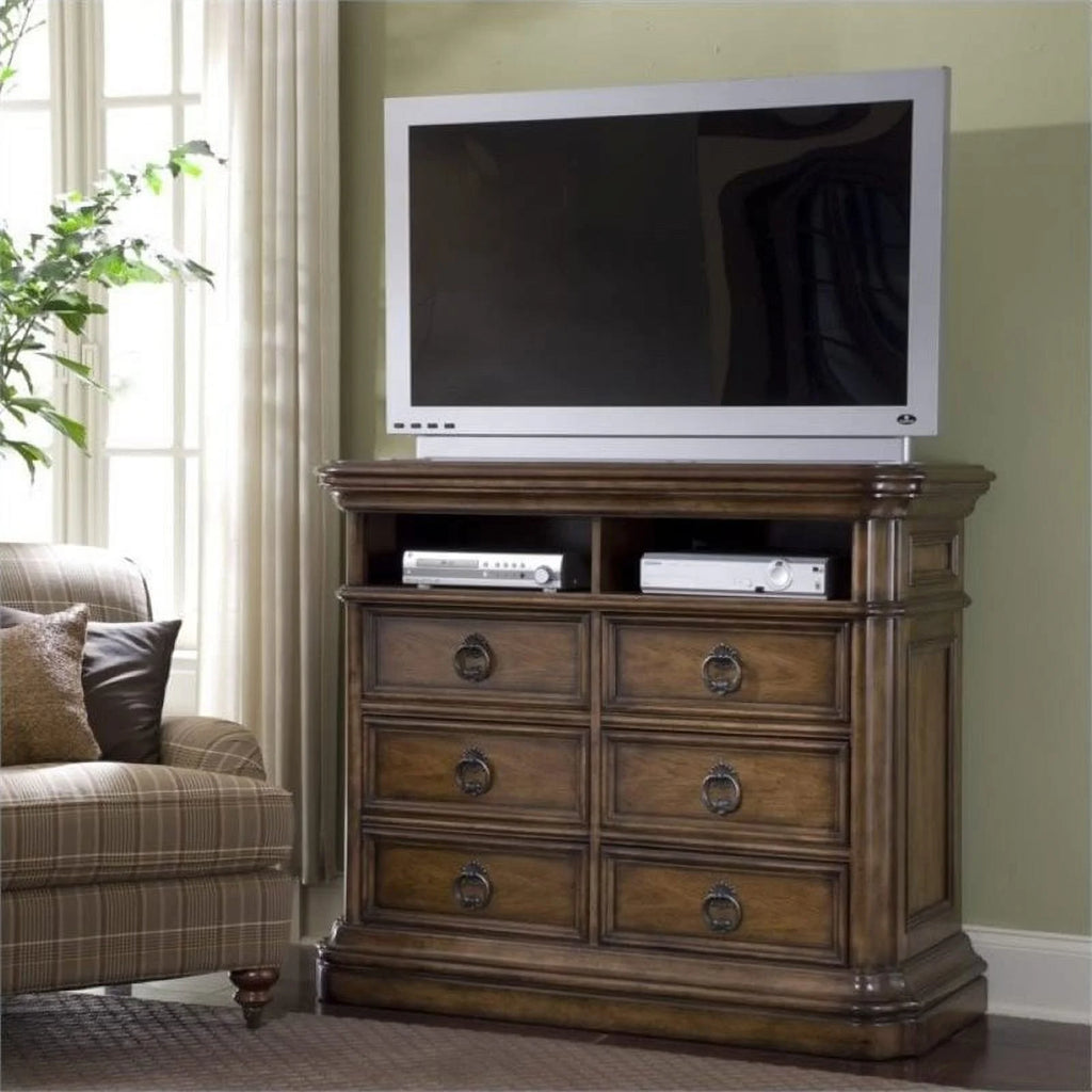 6 Drawer Dark Wood Media Chest C545486