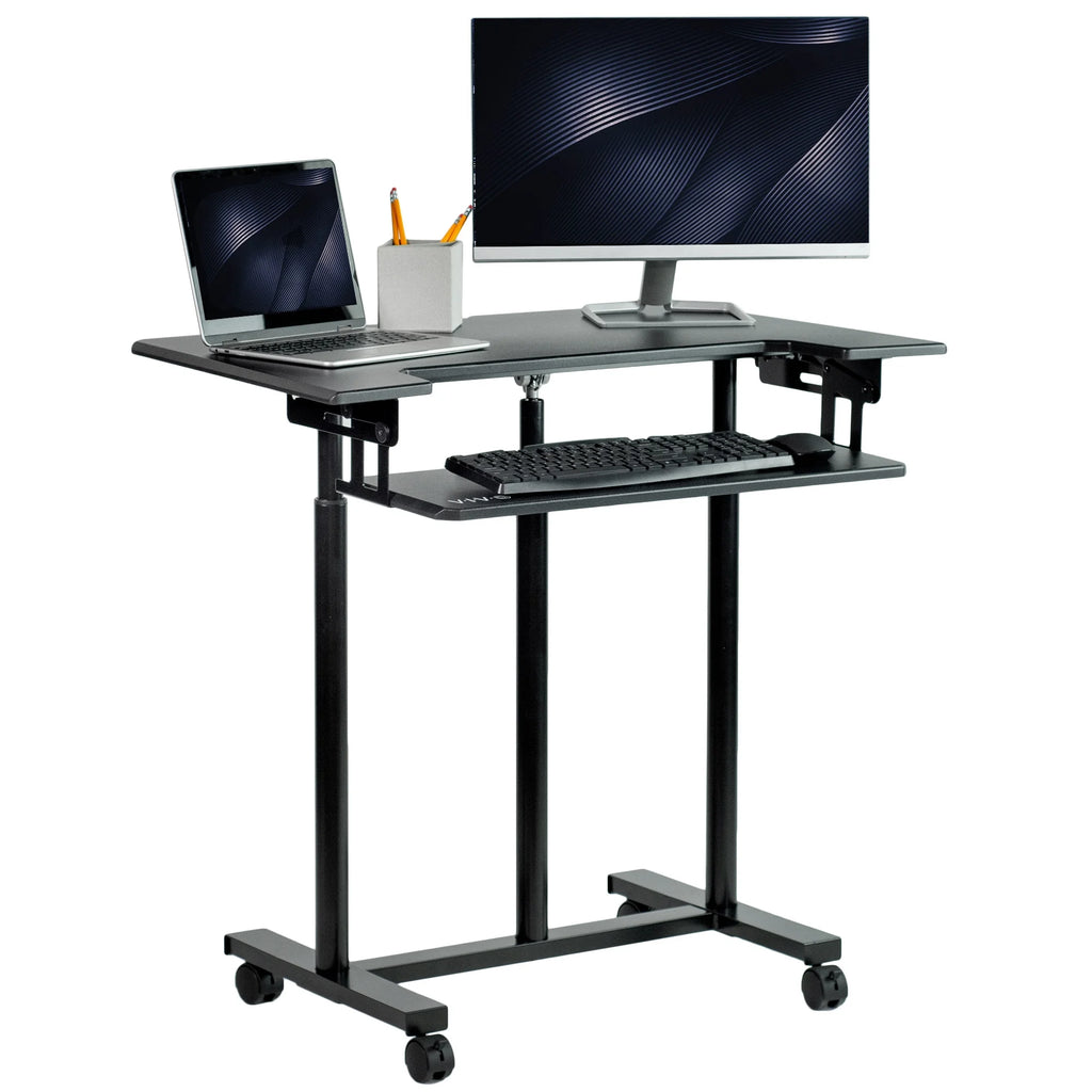Height Adjustable Stand Up Desk Cart with Keyboard Tray S670
