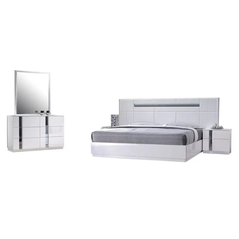 White 5-Piece King Size Bedroom Set U1197