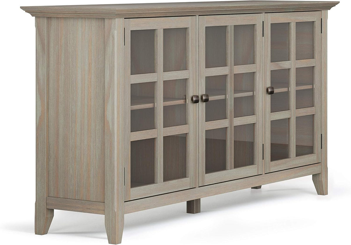 62 inch Wide Rustic Storage Cabinet with 3 Tempered Glass Doors L47294