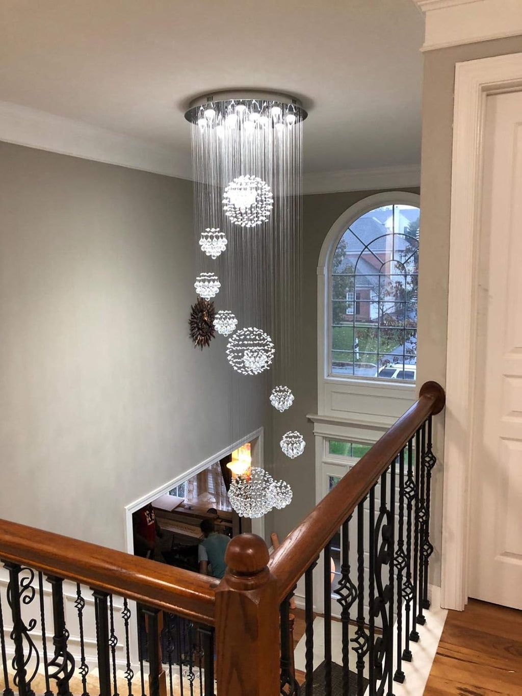 Modern Spiral Crystal Chandelier Large Flush Mount Ceiling Light Fixture A9515