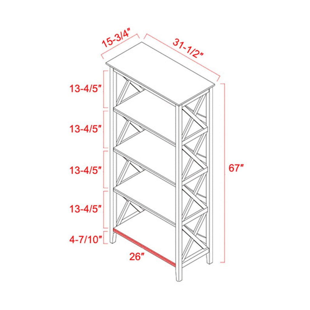 Walnut 4-Tier Wood Bookcase F863
