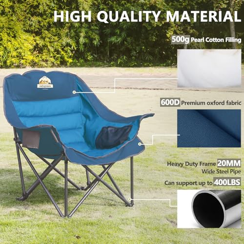 Oversized XL Padded Camping Chair Heavy Duty Portable Folding with Side Pocket Cup Holder O114