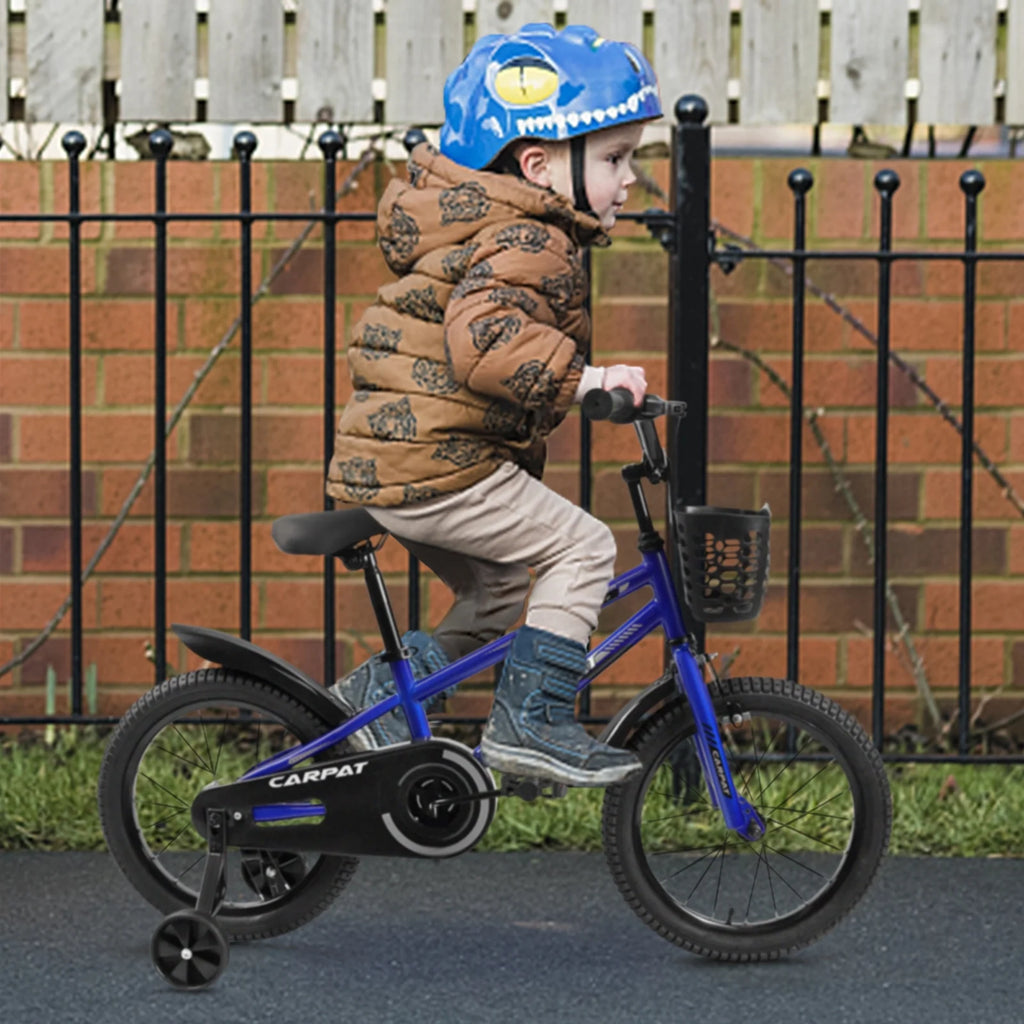 14 Inch Kids Bike with Training Wheels and Basket, White E27474