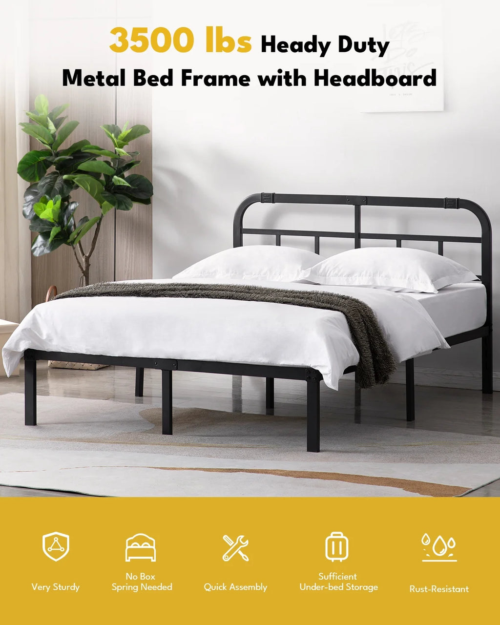 14 inch Queen Bed Frame with Headboard X874