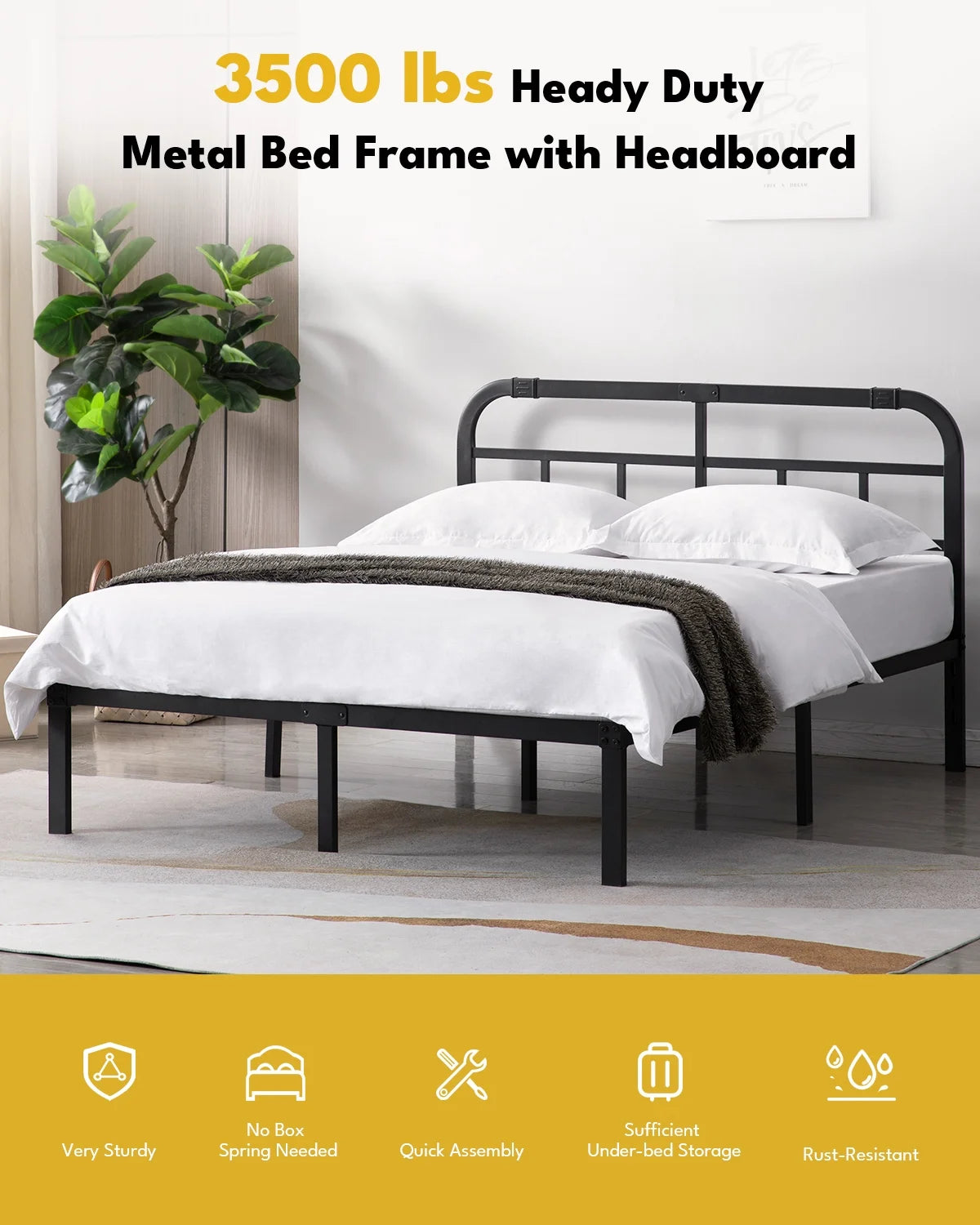 14 inch Queen Bed Frame with Headboard X874