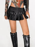 Punk Midi Leather Buckle Skirt X9230
