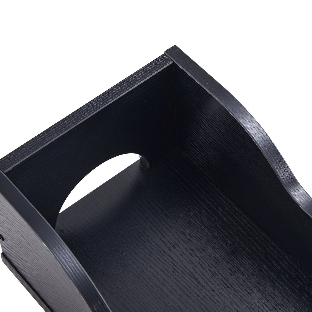 Black Single Solid Wood Computer Desk with Storage Shelves and File Cabinet B8476