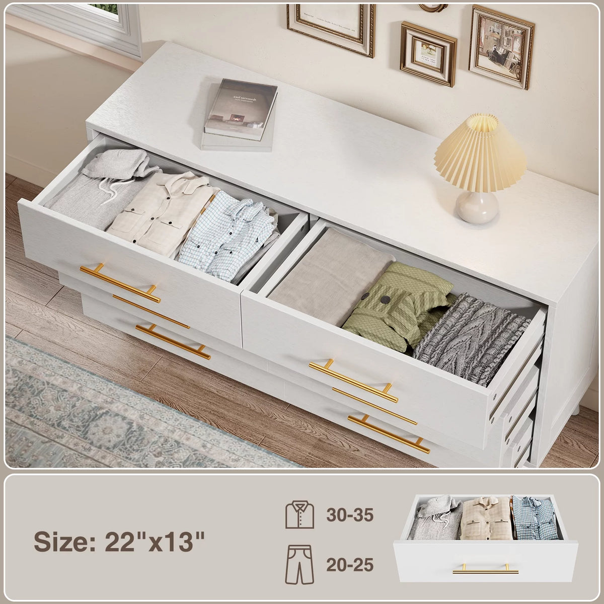 White 6 Drawer Dresser D3463