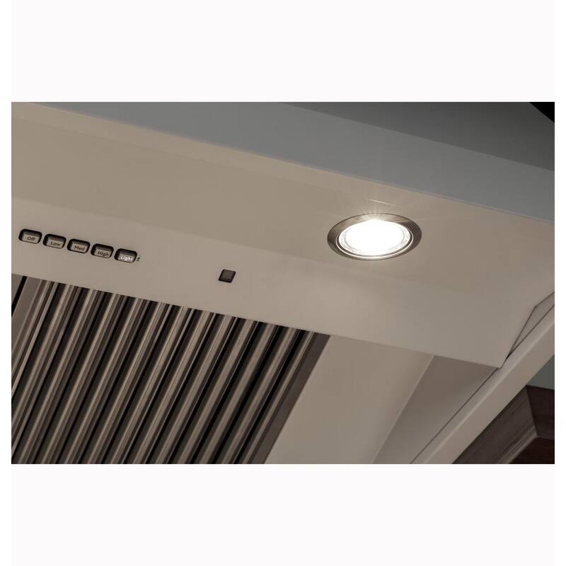 36 in. Smart Wall Mount Hood with Light in Matte White M16460