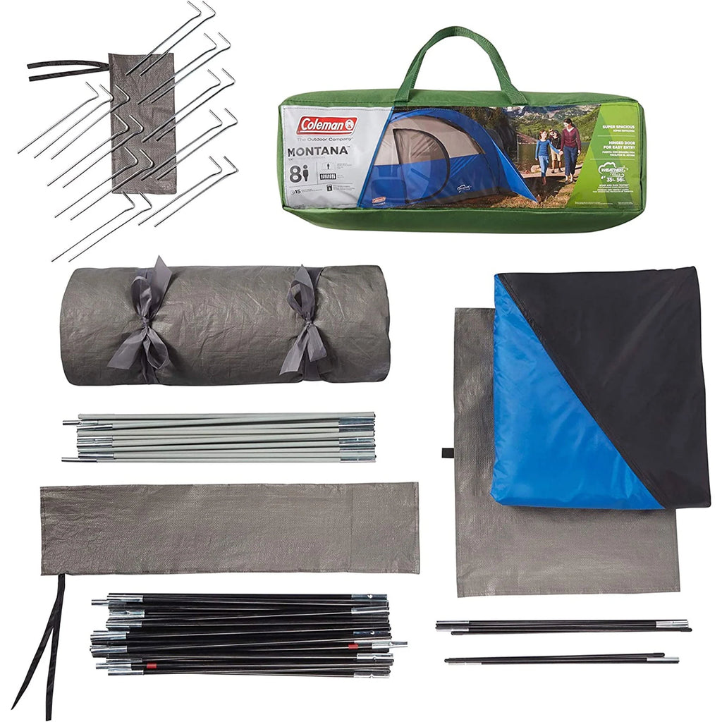 8 Person Cabin Camping Tent with Hinged Door, Blue X714