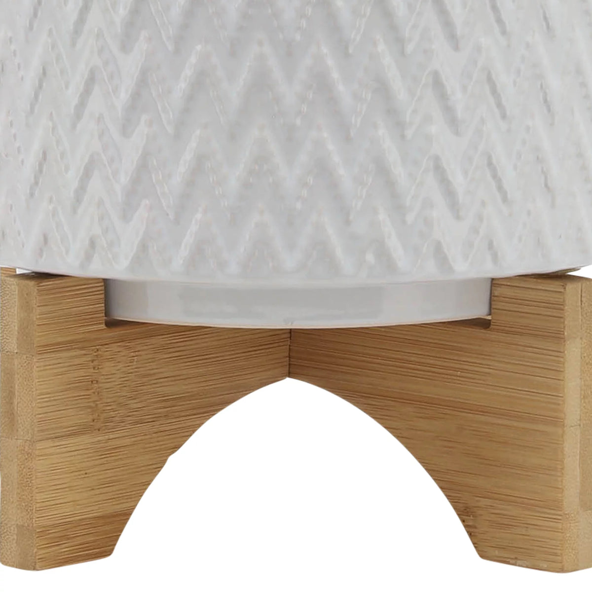 White Ceramic Chevron Planter With Stand G495110