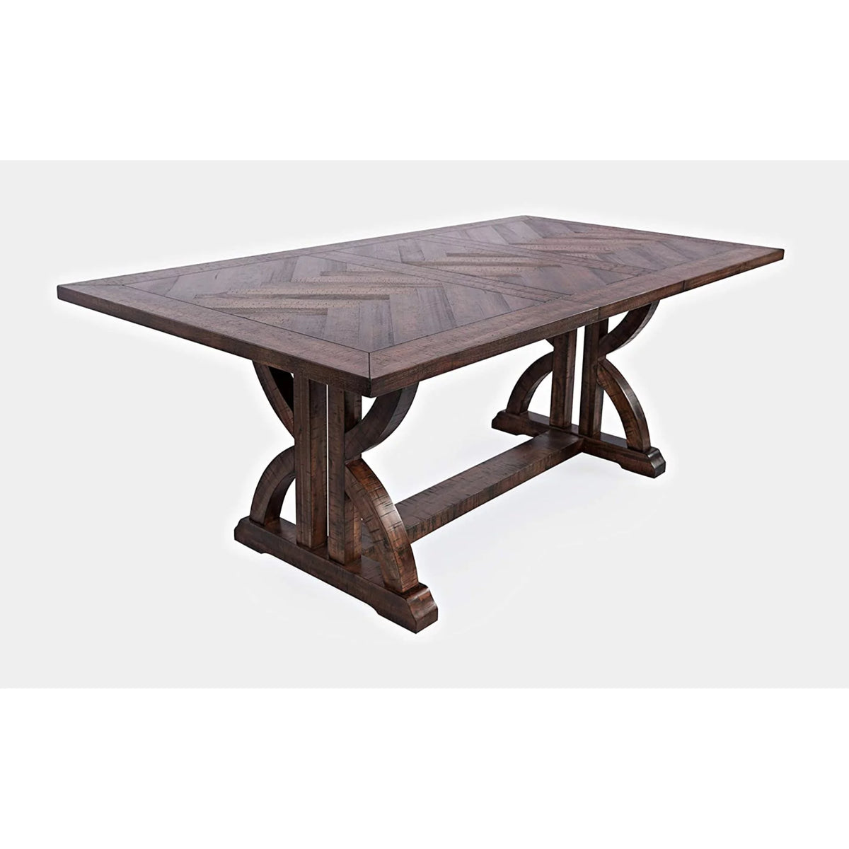 Distressed Acacia Herringbone Dining Table F6428