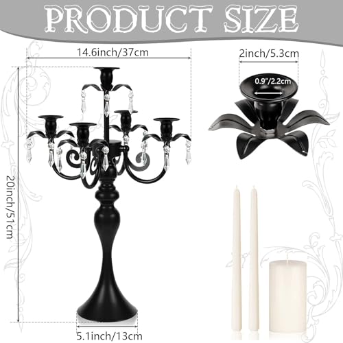20'' Tall Crystal 5 Arm Candle Holders Set of 4 Black N492361