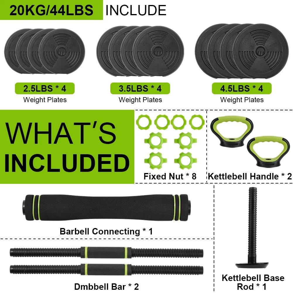 4-in-1 Adjustable Dumbbells Set 50lbs E217