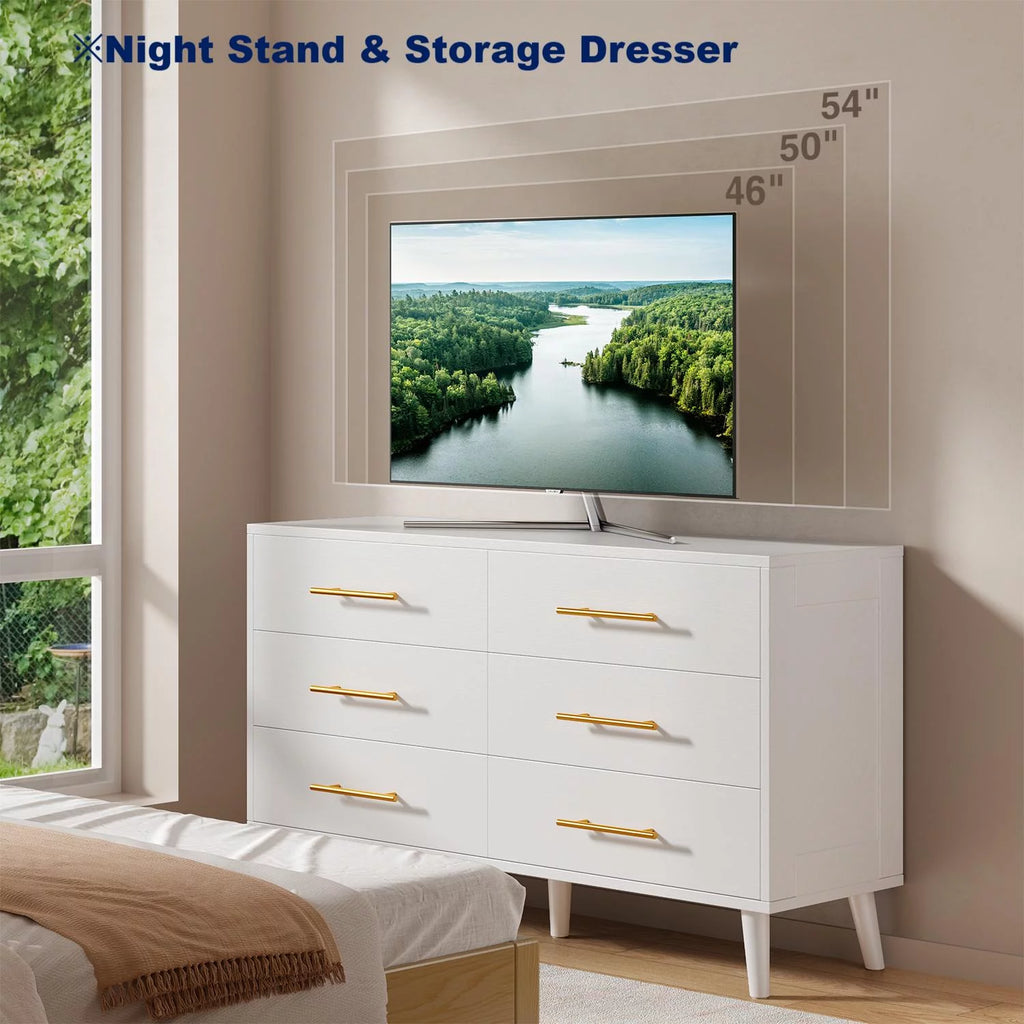 White 6 Drawer Dresser D3463