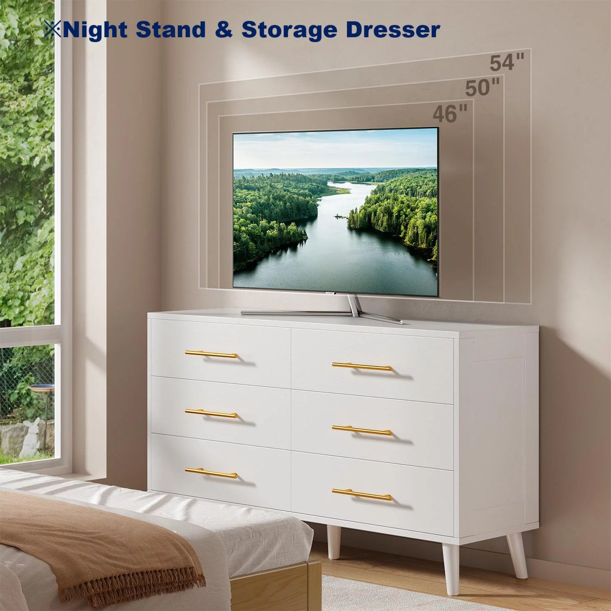White 6 Drawer Dresser D3463