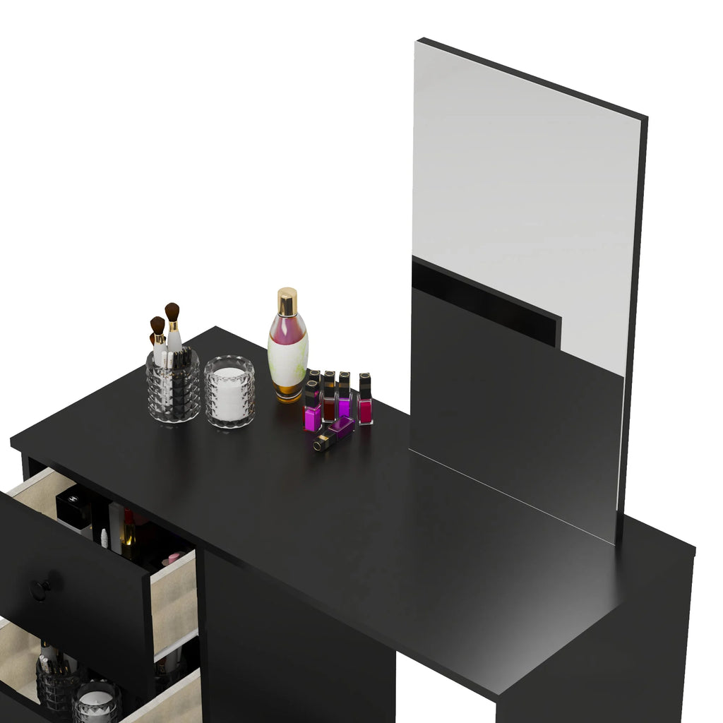 Black Modern Makeup Vanity Set with Mirror X18003