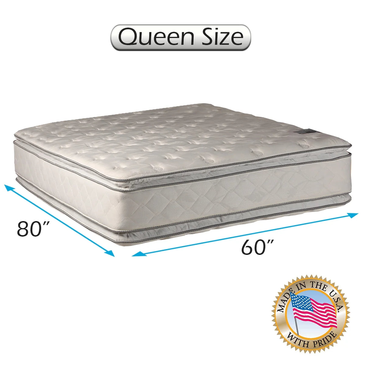 Queen Size Plush PillowTop Mattress with Mattress Cover M9854
