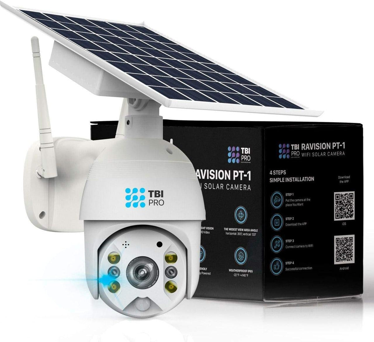 Solar Wireless PTZ Security Camera with Color Night Vision C846