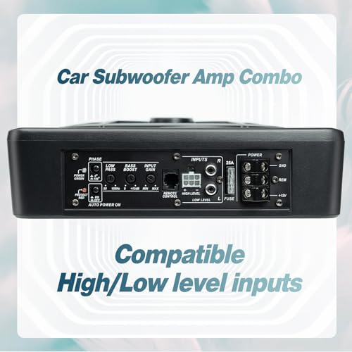 800W Slim Under Seat Powered Car Subwoofer with Blue LED Light U91426