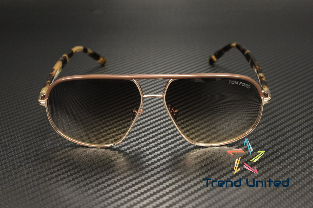 Metal Shiny Rose Gold Gradient Brown 59 mm Sunglasses A606