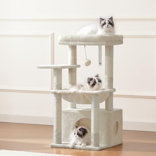 Light Gray Cat Tree with Cat Basket and Scratching Posts R76596