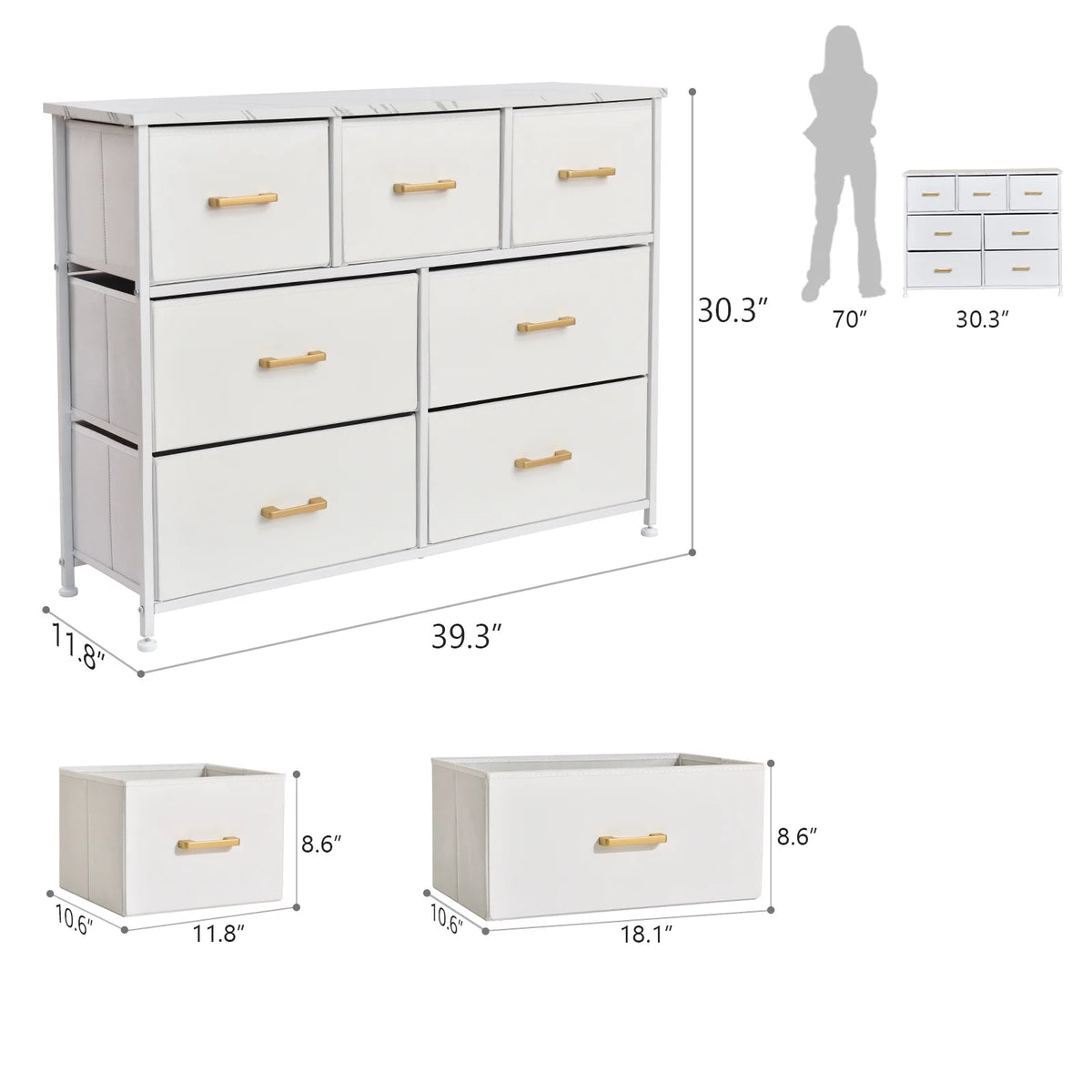 6 Drawer Fabric Dresser S365
