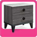 2 Drawer Gray Marble Top Side Table J80720