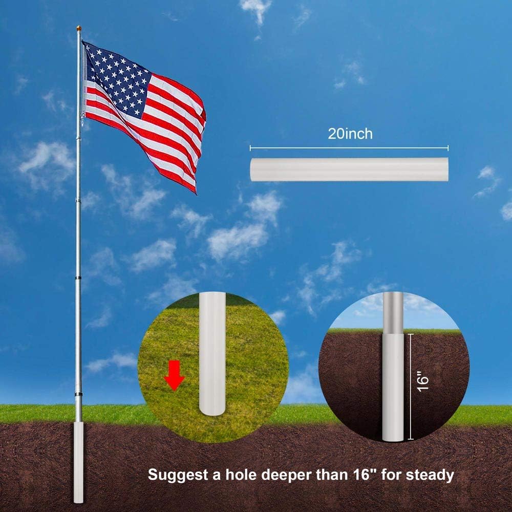 20FT Telescoping Aluminum Flagpole Kit J940