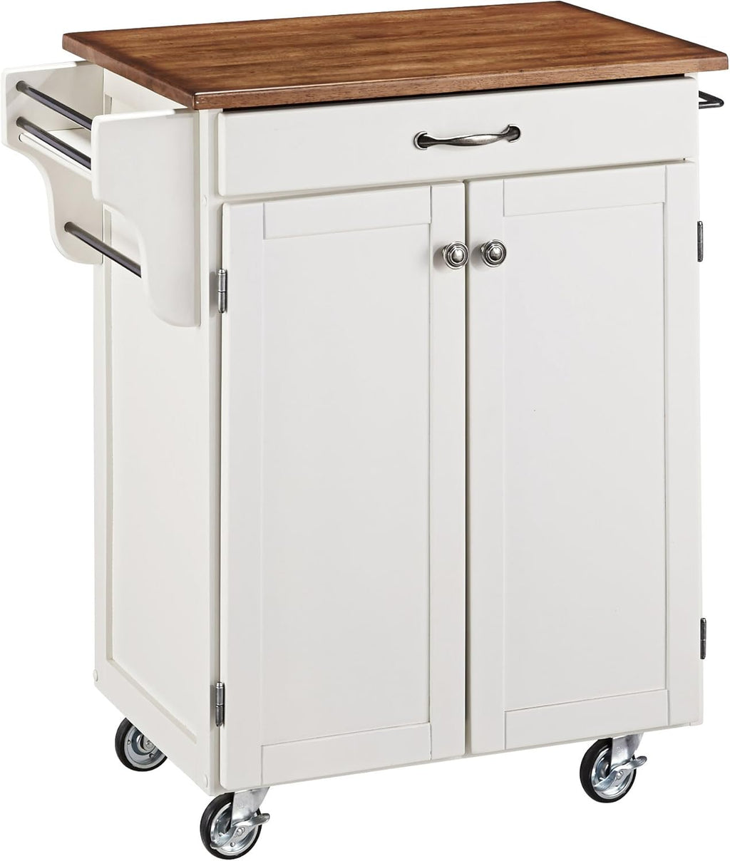 Cherry 2 Door Kitchen Cart with Oak Top V220832