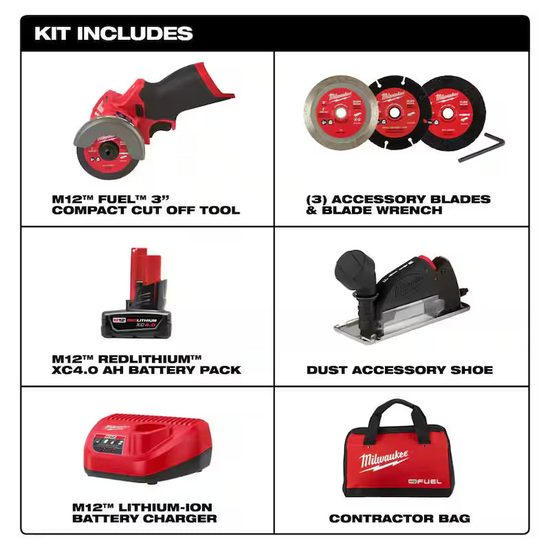 12V Brushless Cordless Cut Off Saw Kit with 3 in. Metal Cut Off Wheels U75644