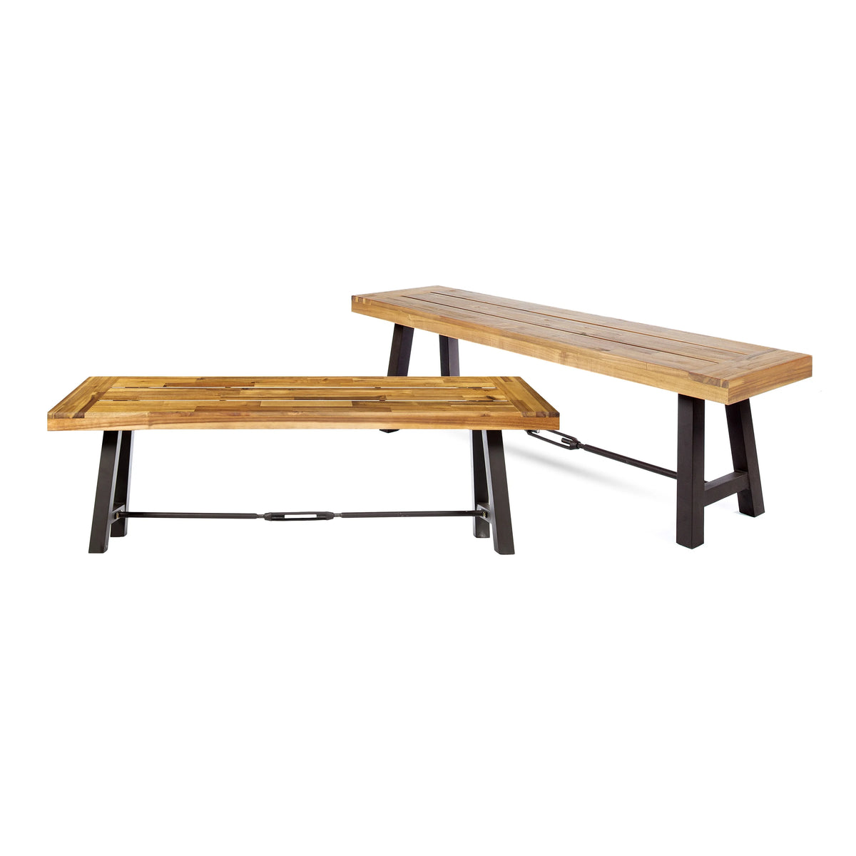 Acacia Wood Outdoor Dining Benches Set of 2 W274