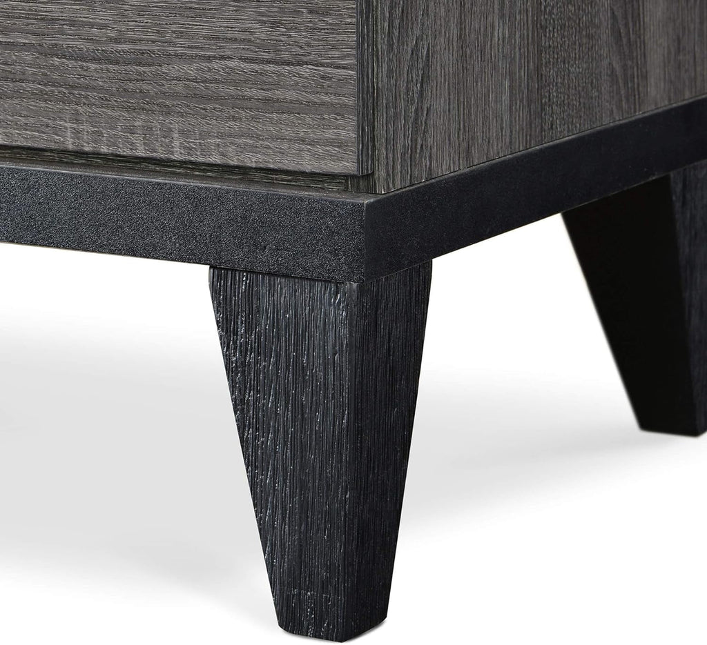 2 Drawer Gray Marble Top Side Table J80720
