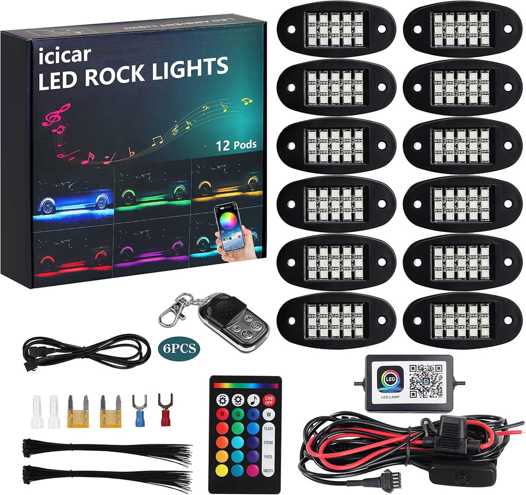 LED Rock Lights, 180 LEDs RGB IP68 Waterproof (12 Pods) S64608