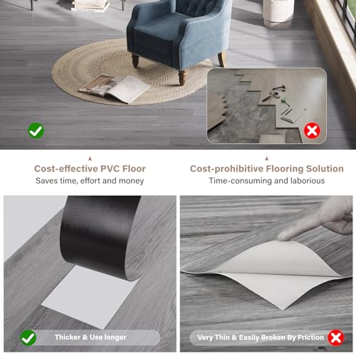 Peel and Stick Floor Tile, 36-Pack Self Adhesive Vinyl Plank Flooring Waterproof Tile Sticker B118