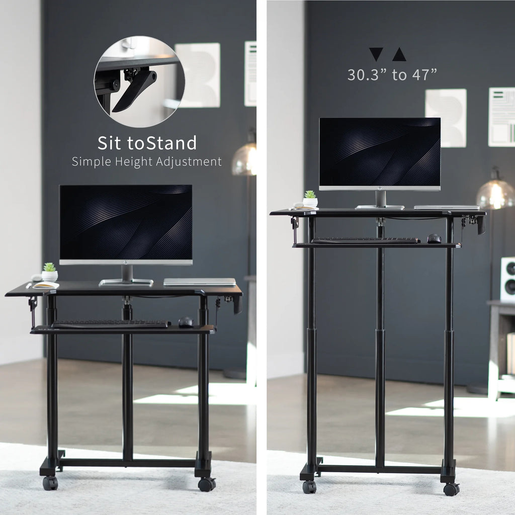 Height Adjustable Stand Up Desk Cart with Keyboard Tray S670